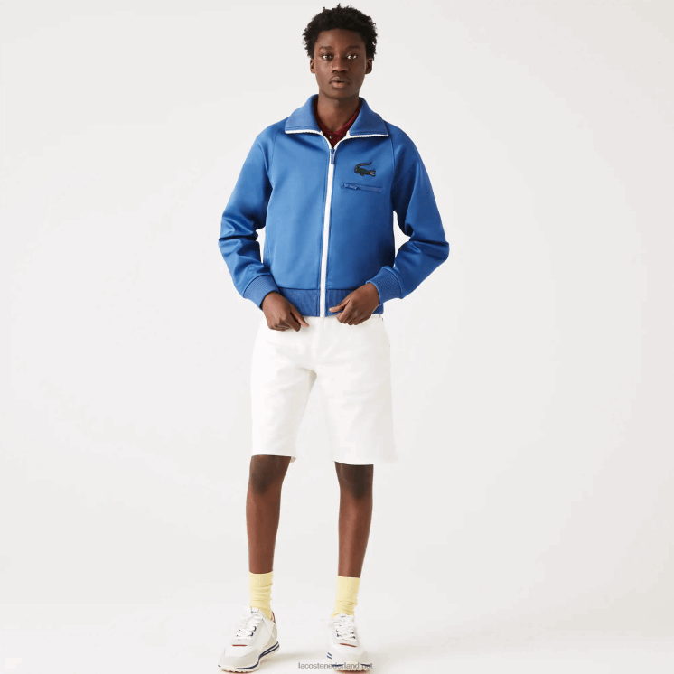 Lacoste jack met opstaande kraag van krokodillenleer met ritssluiting 0828H1203 blauwe hn8 Heren