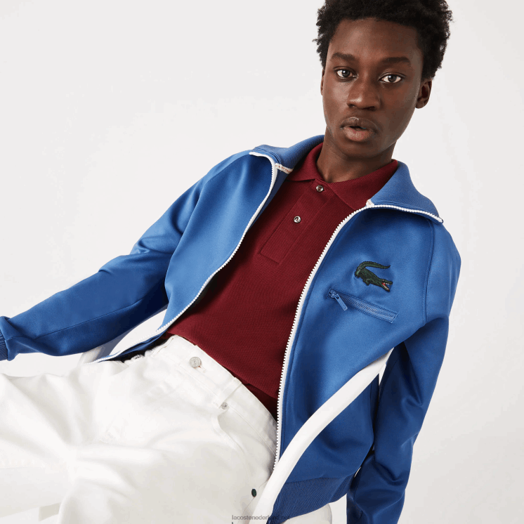 Lacoste jack met opstaande kraag van krokodillenleer met ritssluiting 0828H1203 blauwe hn8 Heren