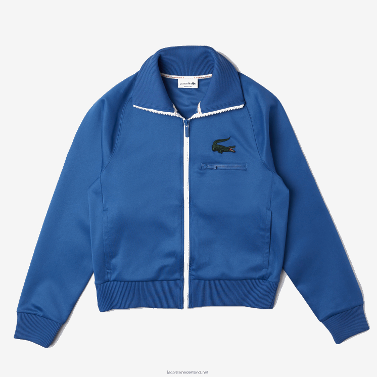 Lacoste jack met opstaande kraag van krokodillenleer met ritssluiting 0828H1203 blauwe hn8 Heren