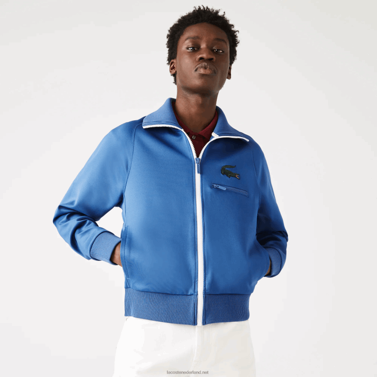 Lacoste jack met opstaande kraag van krokodillenleer met ritssluiting 0828H1203 blauwe hn8 Heren