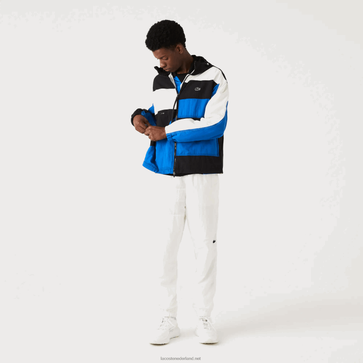 Lacoste jack met patchwork-effect 0828H1248 zwart blauw wit se1 Heren