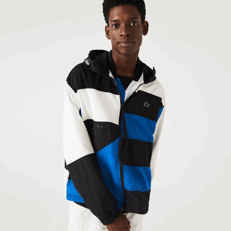 Lacoste jack met patchwork-effect 0828H1248 zwart blauw wit se1 Heren
