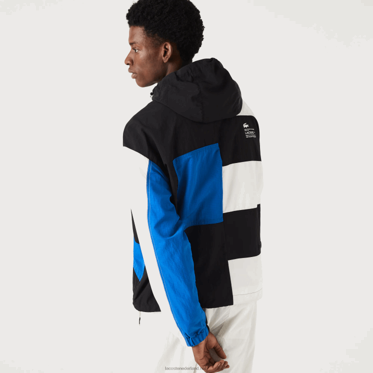 Lacoste jack met patchwork-effect 0828H1248 zwart blauw wit se1 Heren