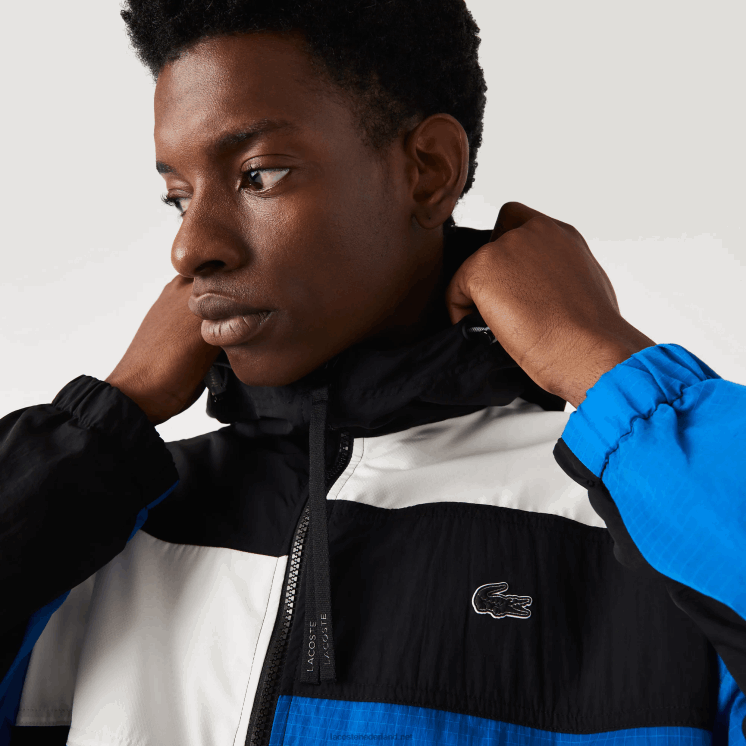 Lacoste jack met patchwork-effect 0828H1248 zwart blauw wit se1 Heren