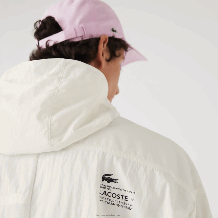 Lacoste jack met patchwork-effect 0828H1249 wit b5l Heren