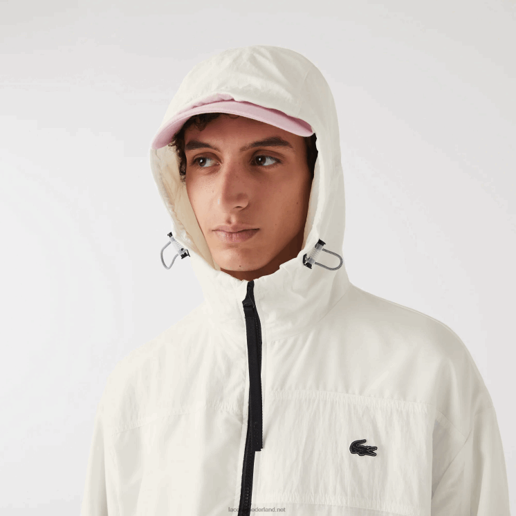 Lacoste jack met patchwork-effect 0828H1249 wit b5l Heren