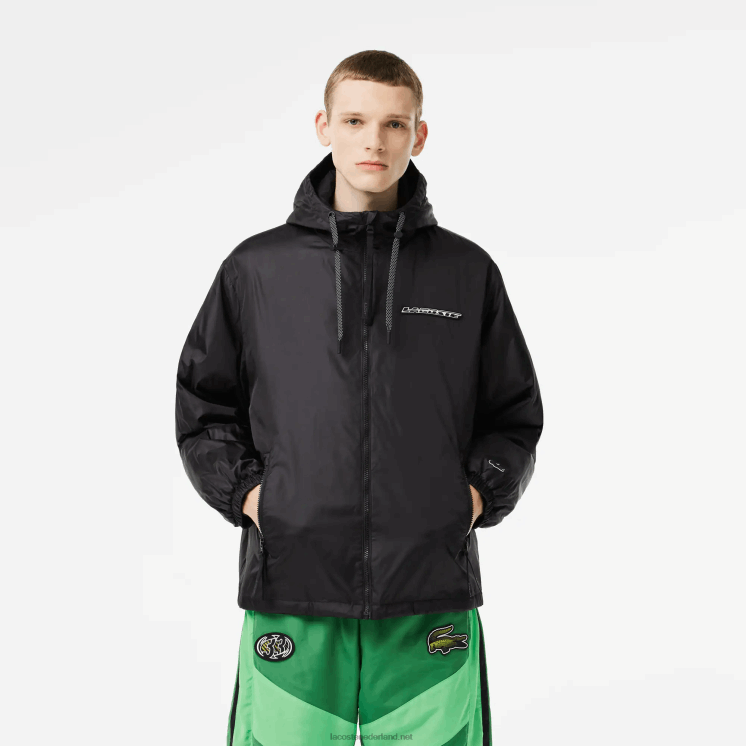 Lacoste kort gewatteerd jack met capuchon 0828H389 zwart c31 Heren