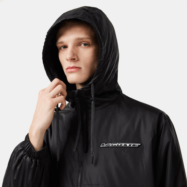 Lacoste kort gewatteerd jack met capuchon 0828H389 zwart c31 Heren