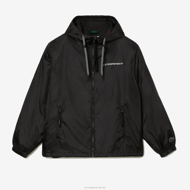 Lacoste kort gewatteerd jack met capuchon 0828H389 zwart c31 Heren