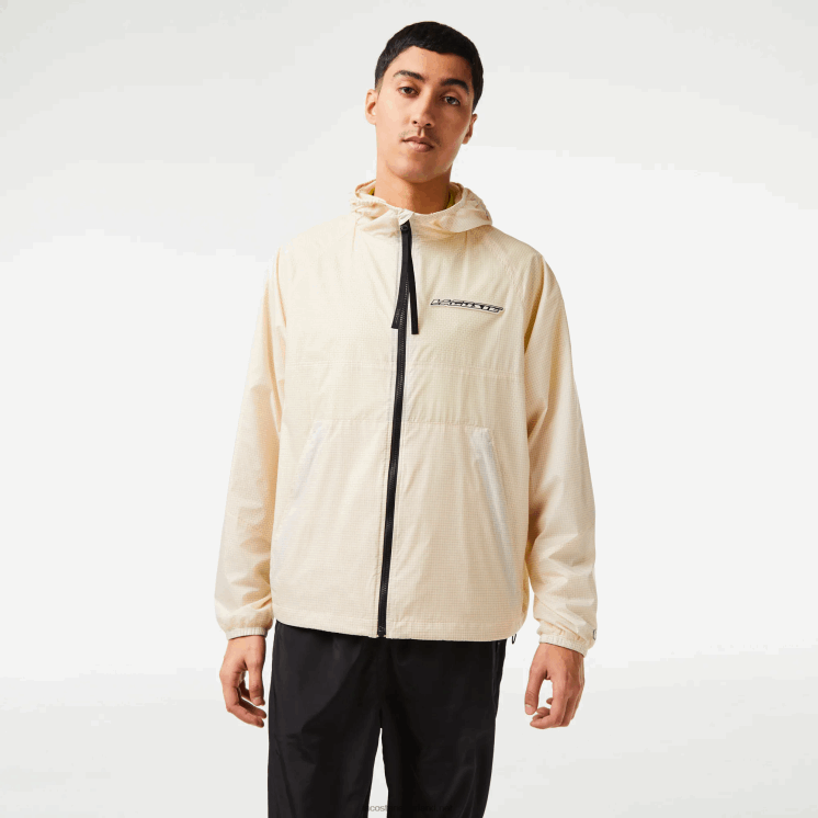 Lacoste kort jack met capuchon en ritssluiting 0828H382 wit zwart aj8 Heren