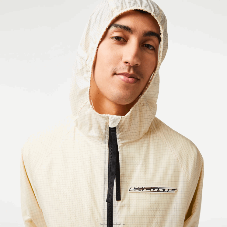 Lacoste kort jack met capuchon en ritssluiting 0828H382 wit zwart aj8 Heren