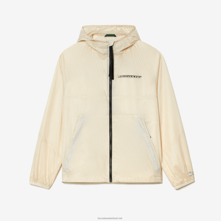 Lacoste kort jack met capuchon en ritssluiting 0828H382 wit zwart aj8 Heren