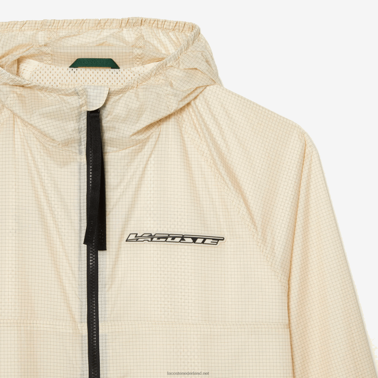 Lacoste kort jack met capuchon en ritssluiting 0828H382 wit zwart aj8 Heren