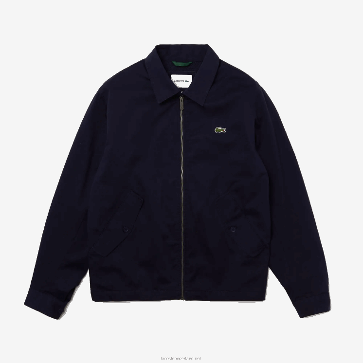 Lacoste korte jas van gabardine van biologisch katoen met ritssluiting 0828H407 marineblauw 166 Heren