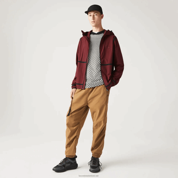 Lacoste licht jack met capuchon en letters 0828H1283 bordeaux zs1 Heren