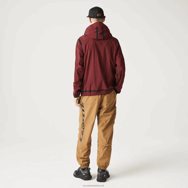 Lacoste licht jack met capuchon en letters 0828H1283 bordeaux zs1 Heren