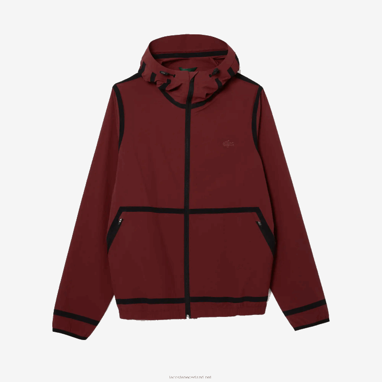 Lacoste licht jack met capuchon en letters 0828H1283 bordeaux zs1 Heren
