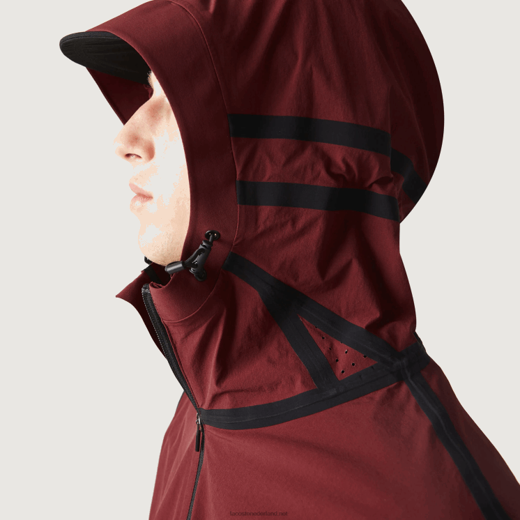 Lacoste licht jack met capuchon en letters 0828H1283 bordeaux zs1 Heren