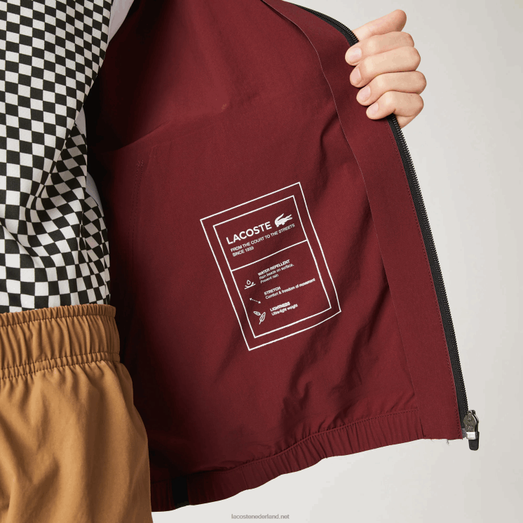 Lacoste licht jack met capuchon en letters 0828H1283 bordeaux zs1 Heren