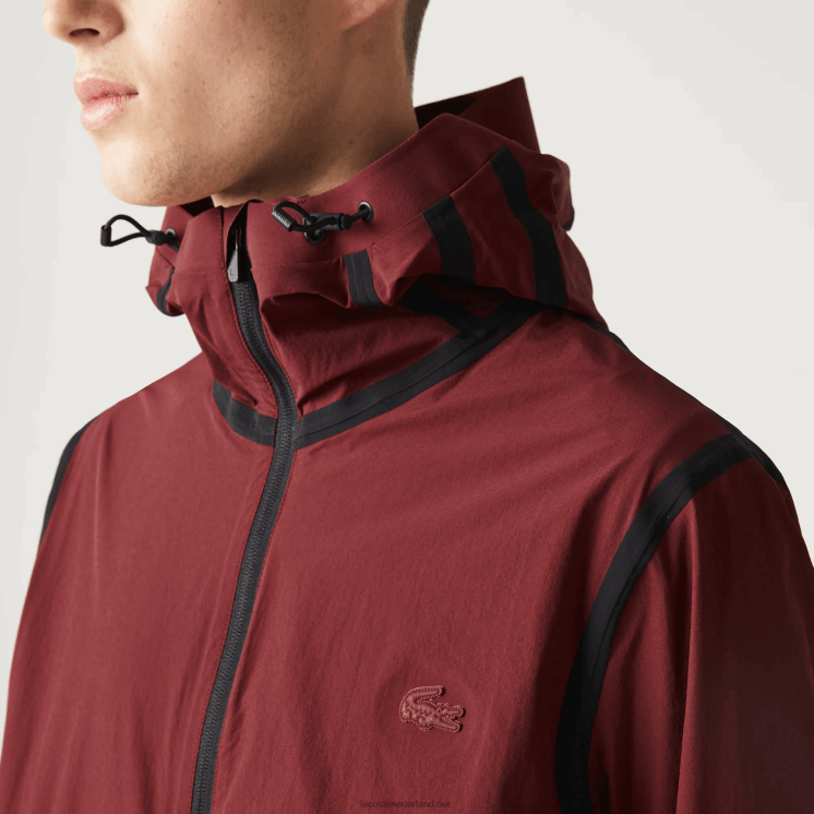 Lacoste licht jack met capuchon en letters 0828H1283 bordeaux zs1 Heren