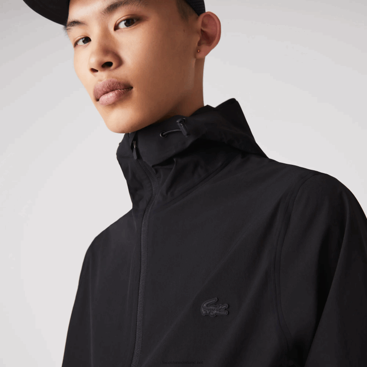 Lacoste licht jack met capuchon en letters 0828H1284 zwart 031 Heren