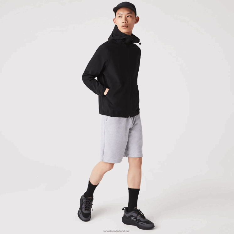 Lacoste licht jack met capuchon en letters 0828H1284 zwart 031 Heren