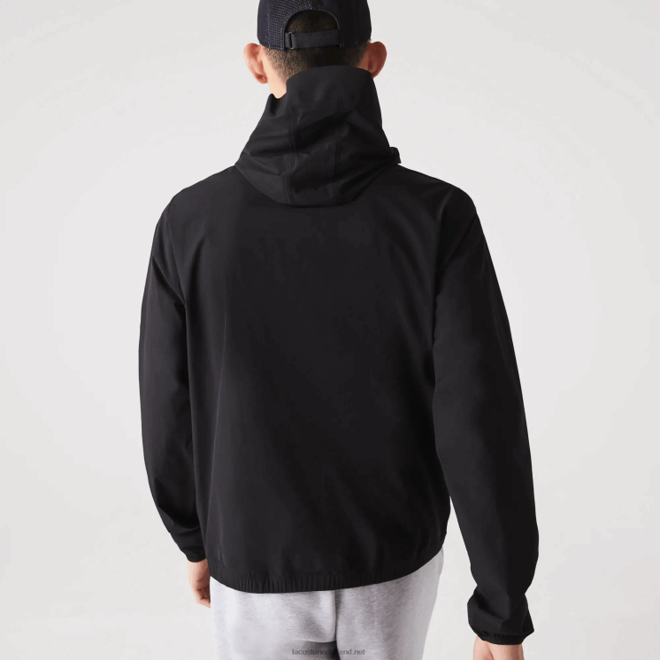 Lacoste licht jack met capuchon en letters 0828H1284 zwart 031 Heren