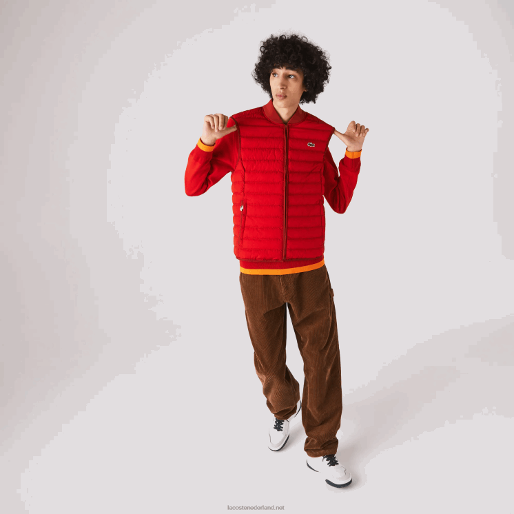 Lacoste lichtgewicht opvouwbare waterafstotende pufferjas 0828H1288 rood 240 Heren