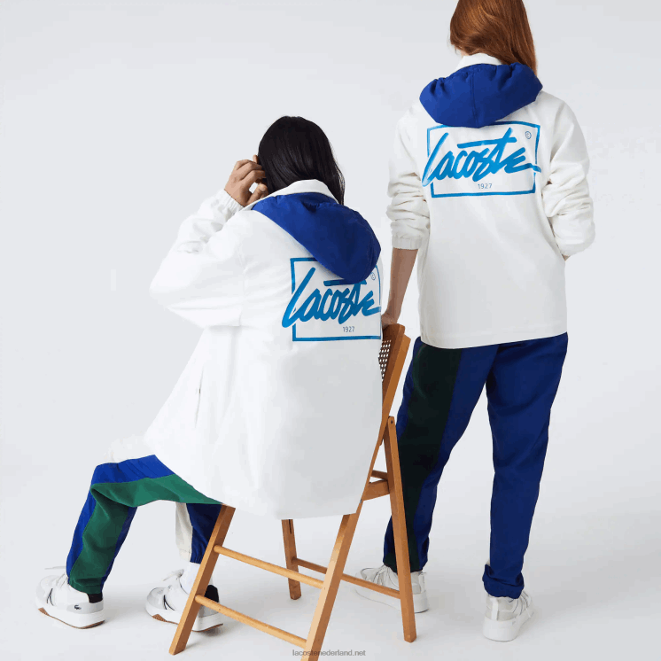 Lacoste live jack met contrasterende capuchon en knopen 0828H1316 wit blauw em Heren