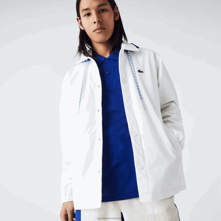 Lacoste live jack met contrasterende capuchon en knopen 0828H1316 wit blauw em Heren