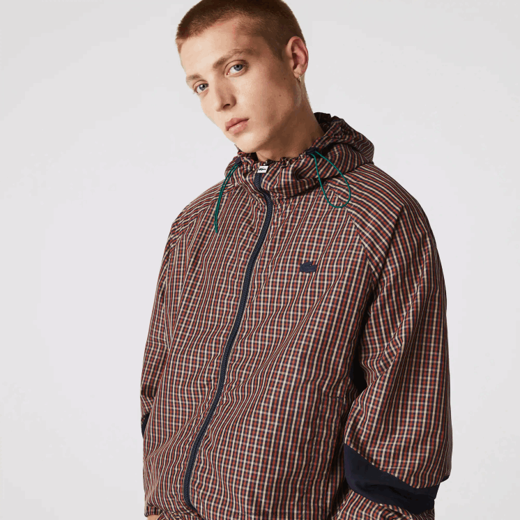 Lacoste live licht geruit jack met ritssluiting 0828H1278 marineblauw wit qrn Heren