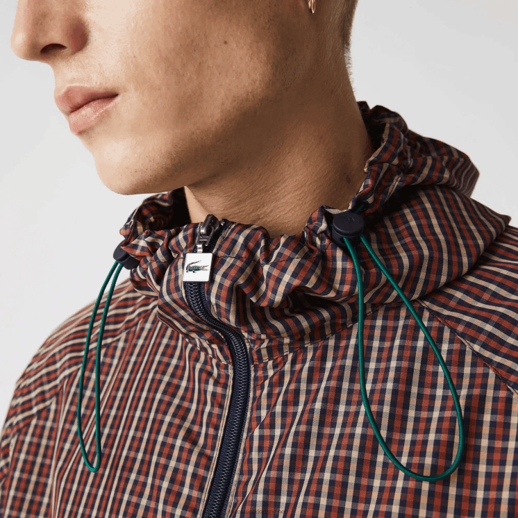 Lacoste live licht geruit jack met ritssluiting 0828H1278 marineblauw wit qrn Heren