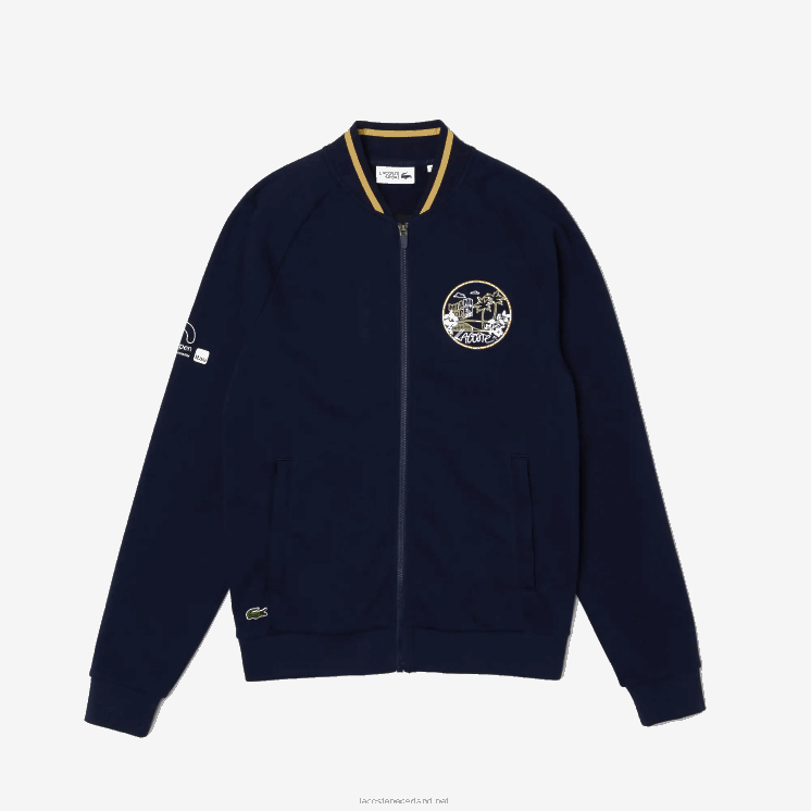 Lacoste miami jack met open krokodillenprint 0828H1173 marineblauw geel 144 Heren