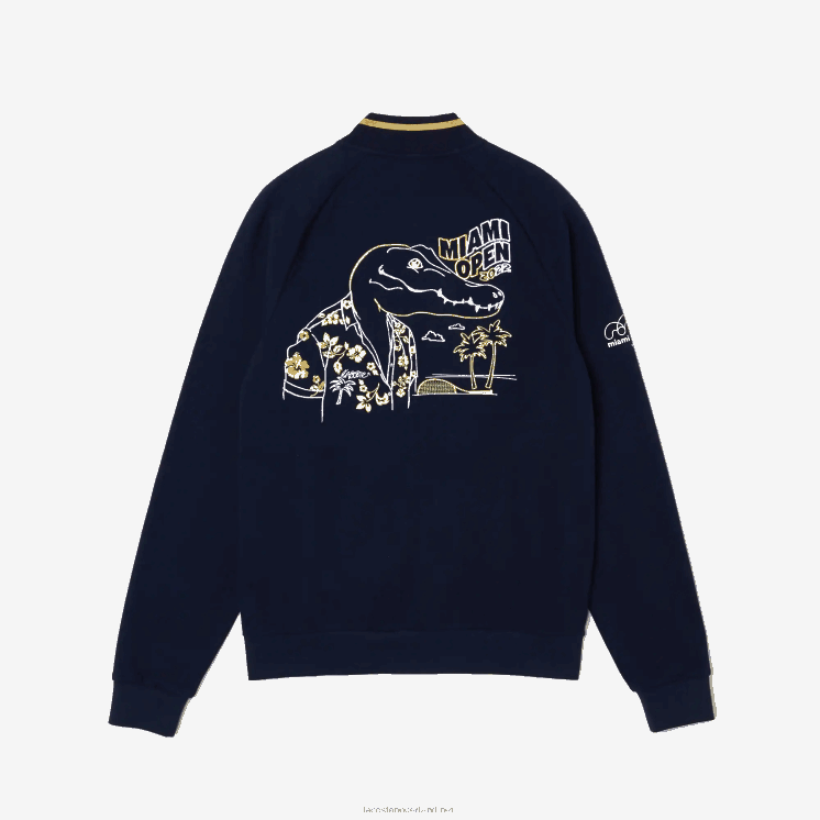 Lacoste miami jack met open krokodillenprint 0828H1173 marineblauw geel 144 Heren