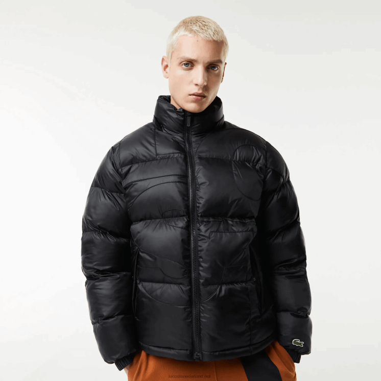 Lacoste oversized waterafstotend jack met merknaam 0828H1234 zwart c31 Heren