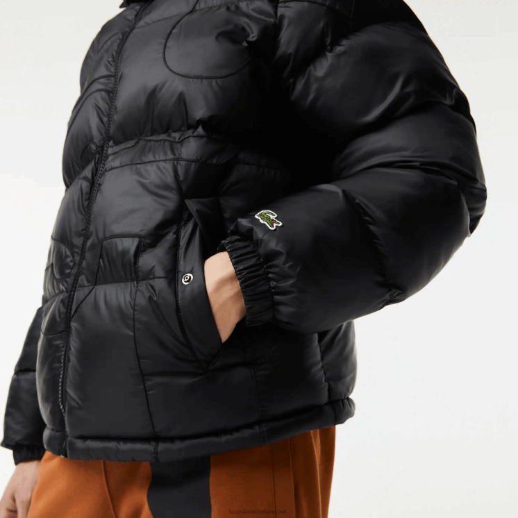 Lacoste oversized waterafstotend jack met merknaam 0828H1234 zwart c31 Heren