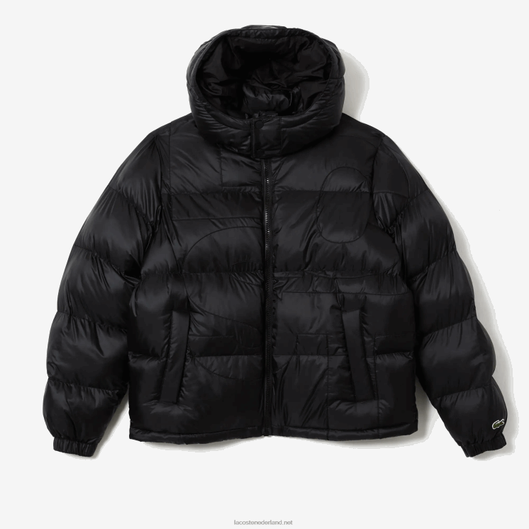 Lacoste oversized waterafstotend jack met merknaam 0828H1234 zwart c31 Heren