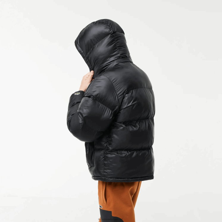 Lacoste oversized waterafstotend jack met merknaam 0828H1234 zwart c31 Heren