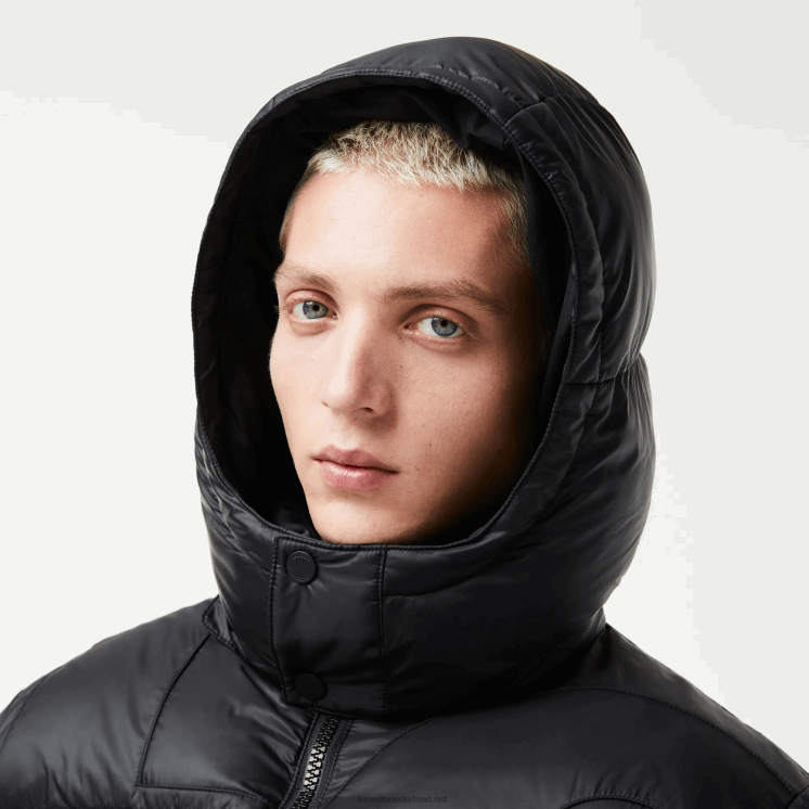 Lacoste oversized waterafstotend jack met merknaam 0828H1234 zwart c31 Heren