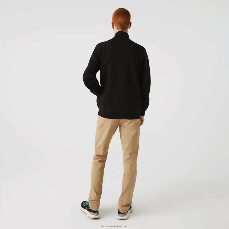 Lacoste pique fleece jack met opstaande kraag en ritssluiting 0828H1034 zwart 031 Heren
