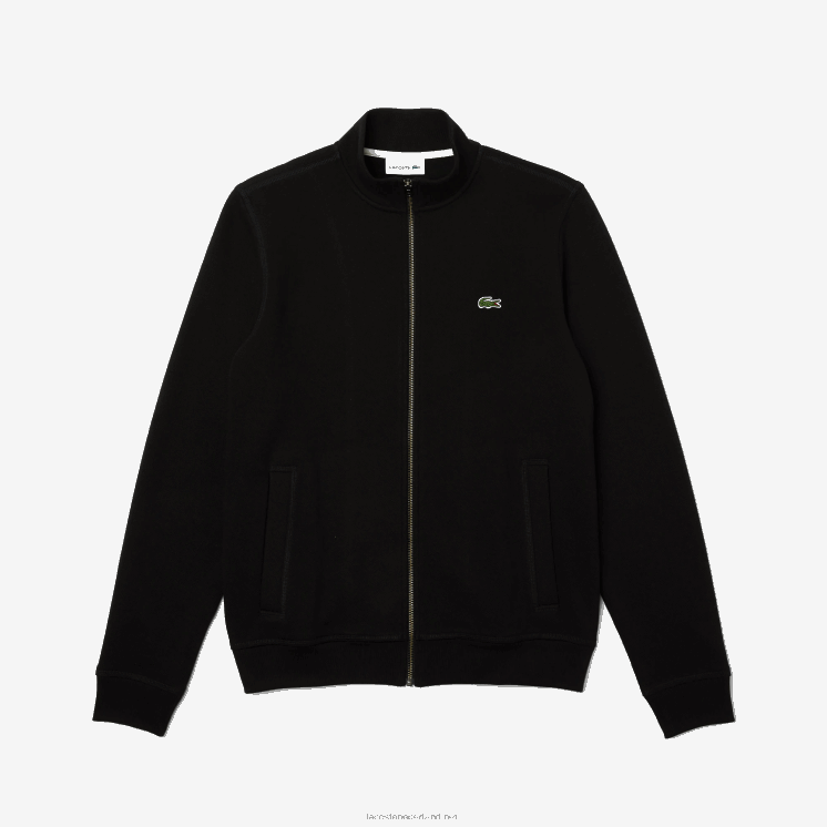 Lacoste pique fleece jack met opstaande kraag en ritssluiting 0828H1034 zwart 031 Heren