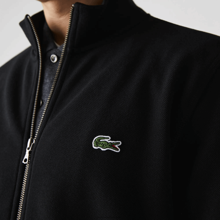 Lacoste pique fleece jack met opstaande kraag en ritssluiting 0828H1034 zwart 031 Heren