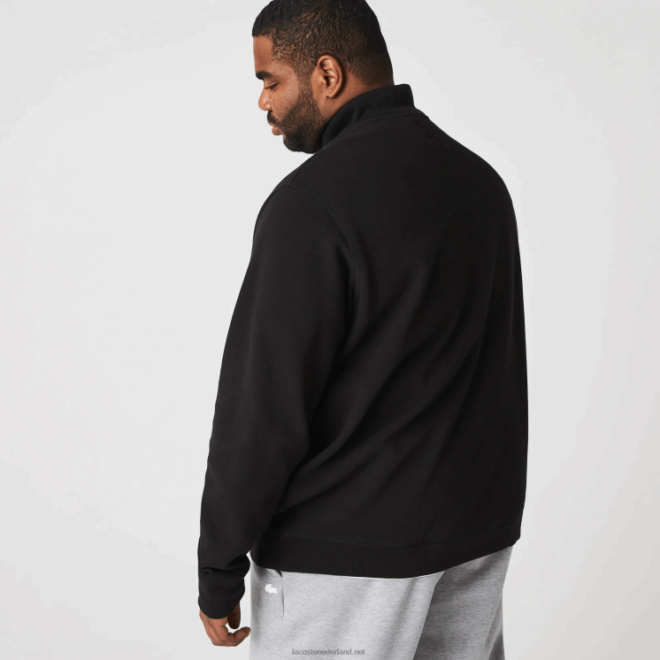Lacoste pique fleece jack met opstaande kraag en ritssluiting 0828H1034 zwart 031 Heren