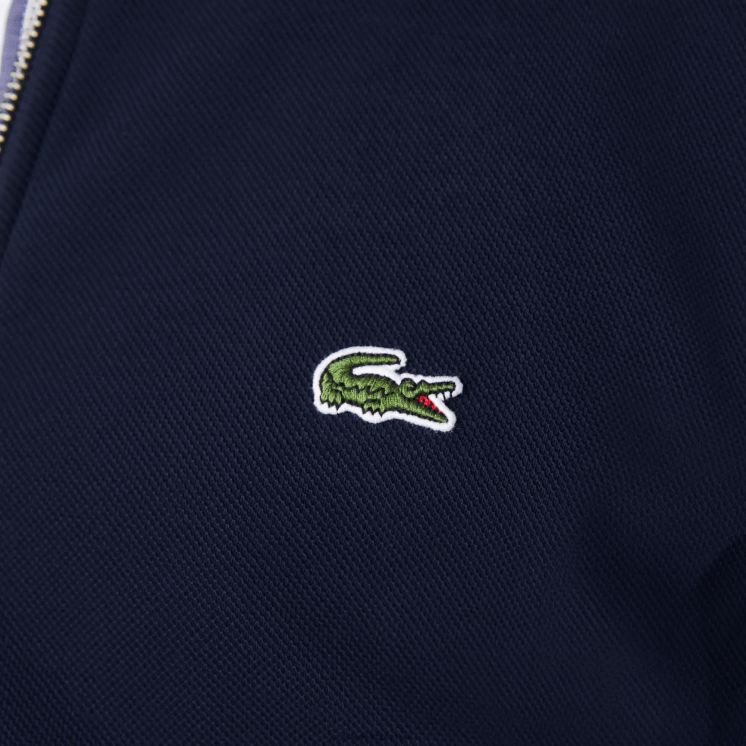 Lacoste pique fleece jack met opstaande kraag en ritssluiting 0828H1035 marineblauw 166 Heren