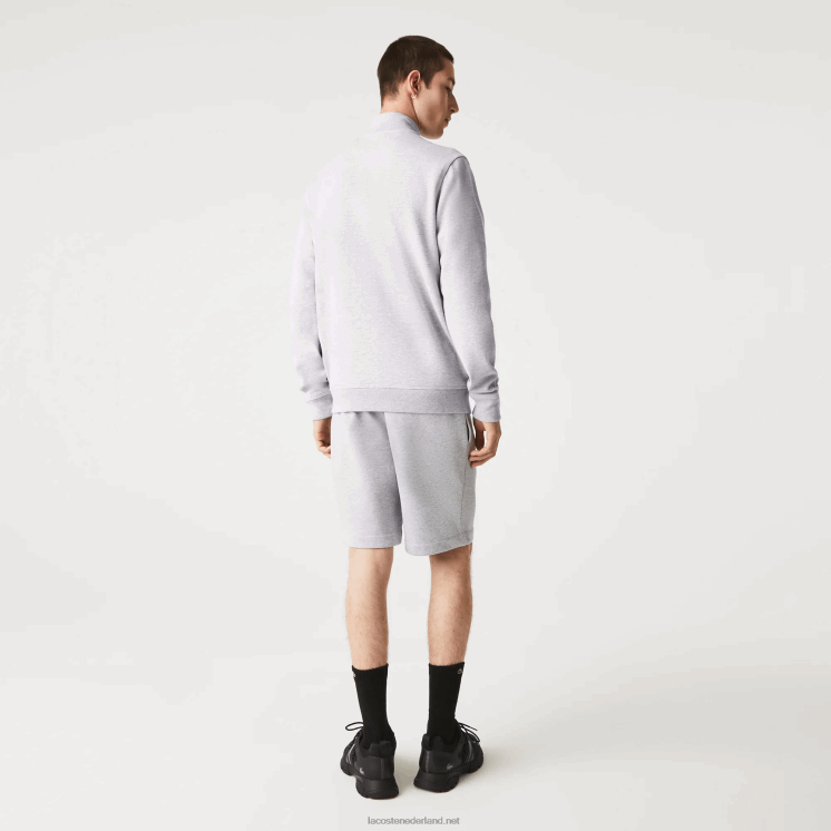 Lacoste pique fleece jack met opstaande kraag en ritssluiting 0828H1036 grijze chine ca Heren