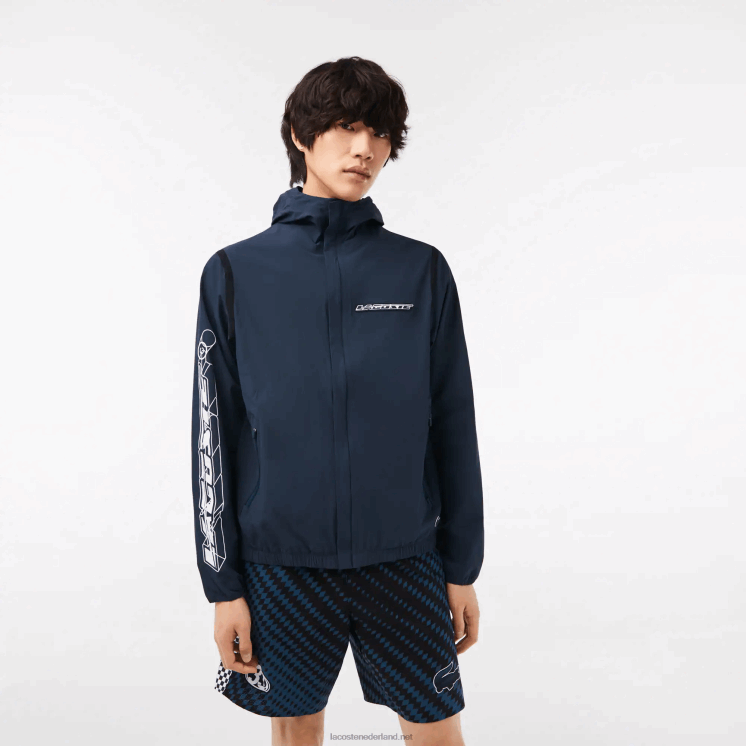 Lacoste shorttrackjack van gerecycled polyamide 0828H10 blauwe kxe Heren