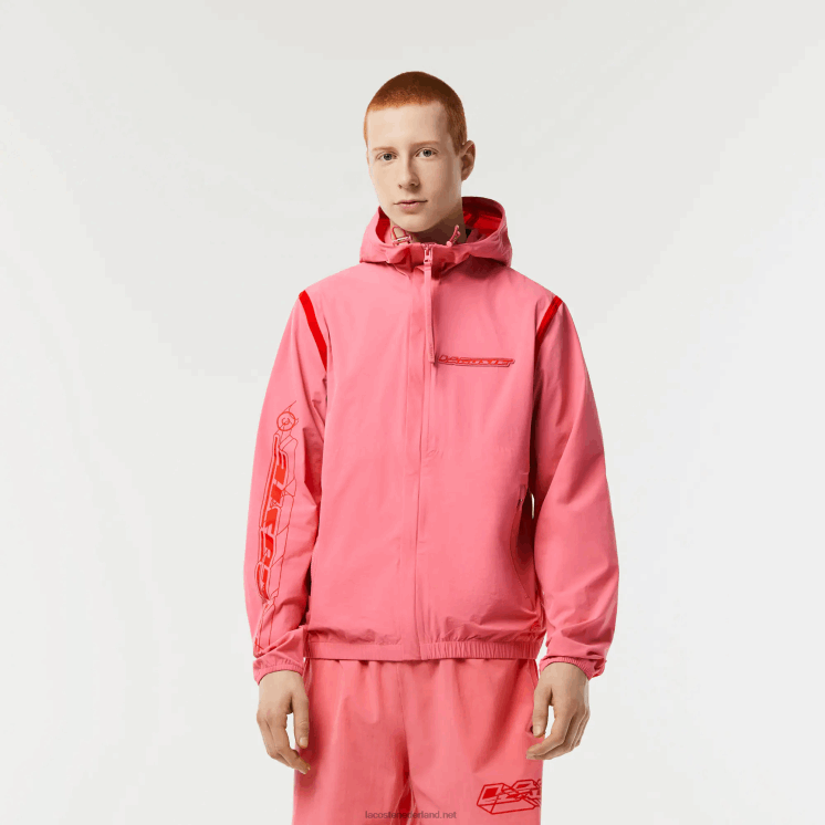 Lacoste shorttrackjack van gerecycled polyamide 0828H9 roze 2r3 Heren