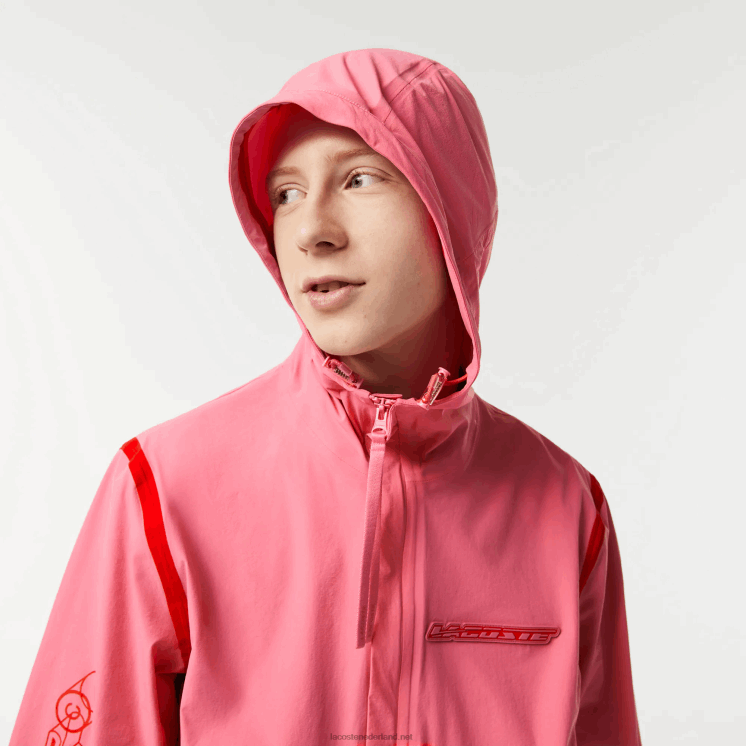 Lacoste shorttrackjack van gerecycled polyamide 0828H9 roze 2r3 Heren