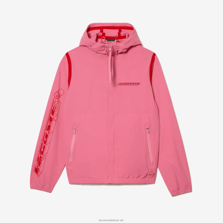 Lacoste shorttrackjack van gerecycled polyamide 0828H9 roze 2r3 Heren