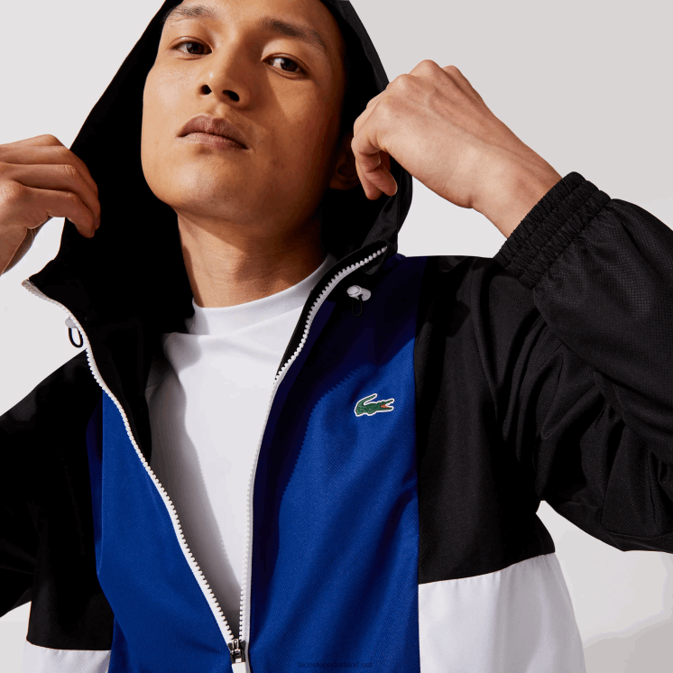 Lacoste sport colorblock licht jack met ritssluiting 0828H1322 blauw zwart wit alv Heren